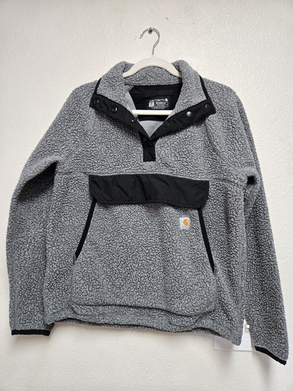 Carhartt Women’s M Gray Relaxed Fit 1/4 Snap Sherpa Fleece